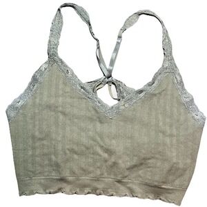 BKE Sexy Lace Strappy Racerback Bralette Bra Large Lightweight Sage Green Lace